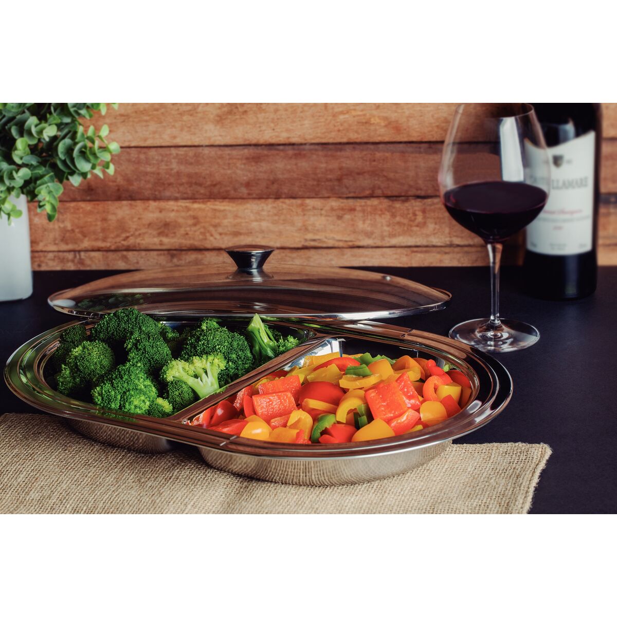 Tramontina Ciclo divided serving dish with glass lid 45 cm
